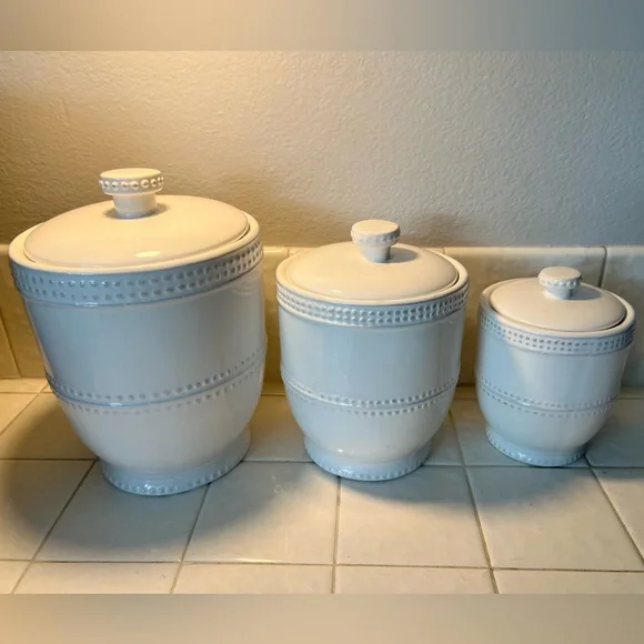 White Ceramic Canister Set - Picture 2 of 4